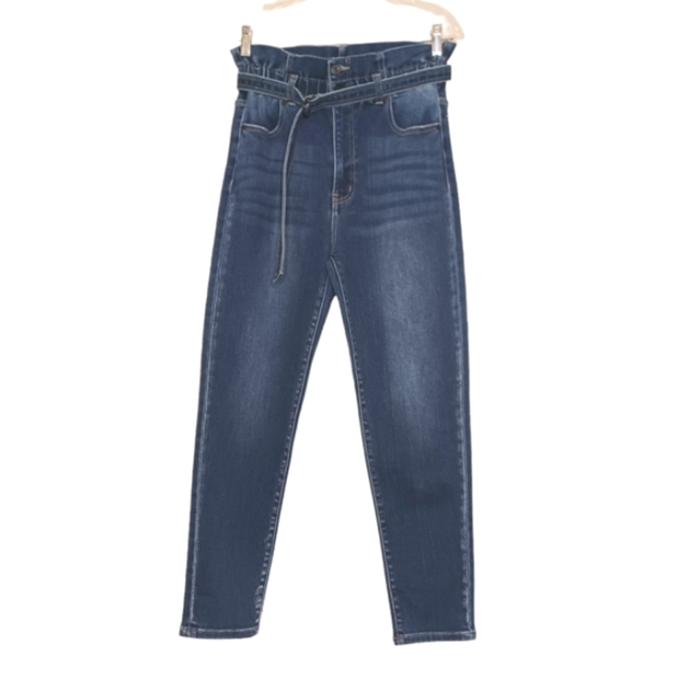 KanCan High Waist Belted Denim Jeans Women's Sz Lg